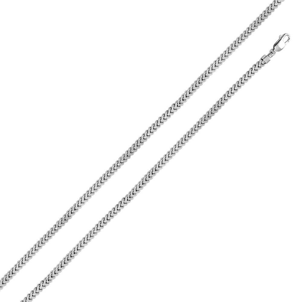 Rhodium Plated 925 Sterling Silver Hollow Franco Chain or Bracelet 3.6mm - CHHW100 RH