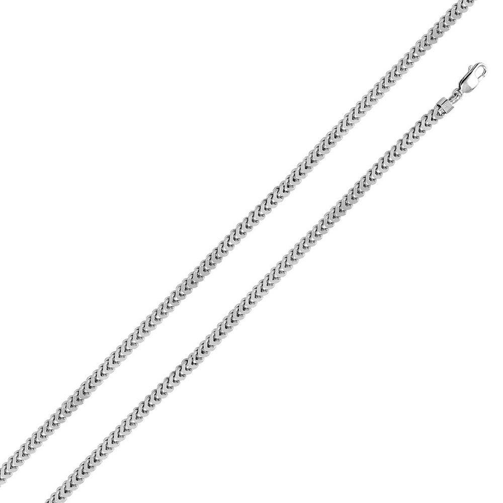 Rhodium Plated 925 Sterling Silver Hollow Franco Chain or Bracelet 4.8mm - CHHW101 RH