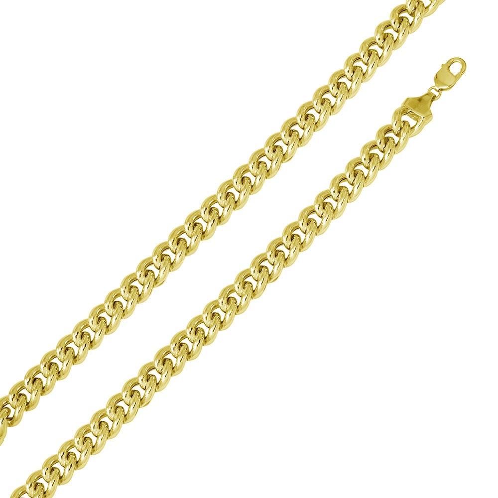 Gold Plated 925 Sterling Silver Hollow Curb Chain or Bracelet 12.8mm - CHHW116 GP