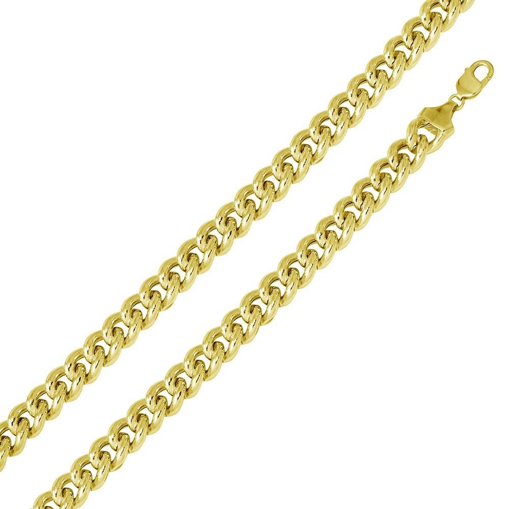 Gold Plated 925 Sterling Silver Hollow Curb Chain or Bracelet 14.5mm - CHHW117 GP