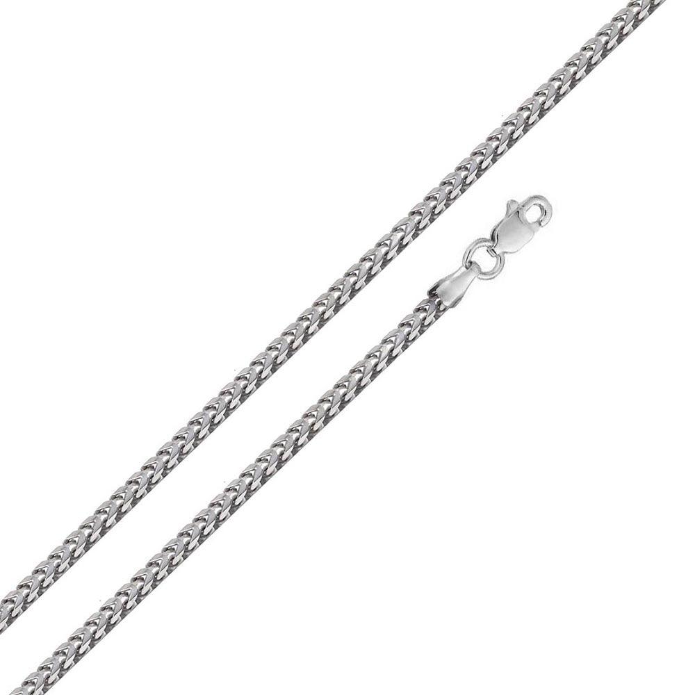 Rhodium Plated 925 Sterling Silver Hollow Round Franco Chain 2.7mm - CHHW120 RH