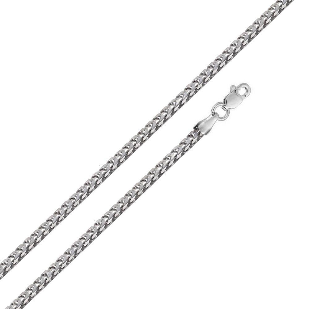 Rhodium Plated 925 Sterling Silver Hollow Round Franco Chain 3.5mm - CHHW121 RH