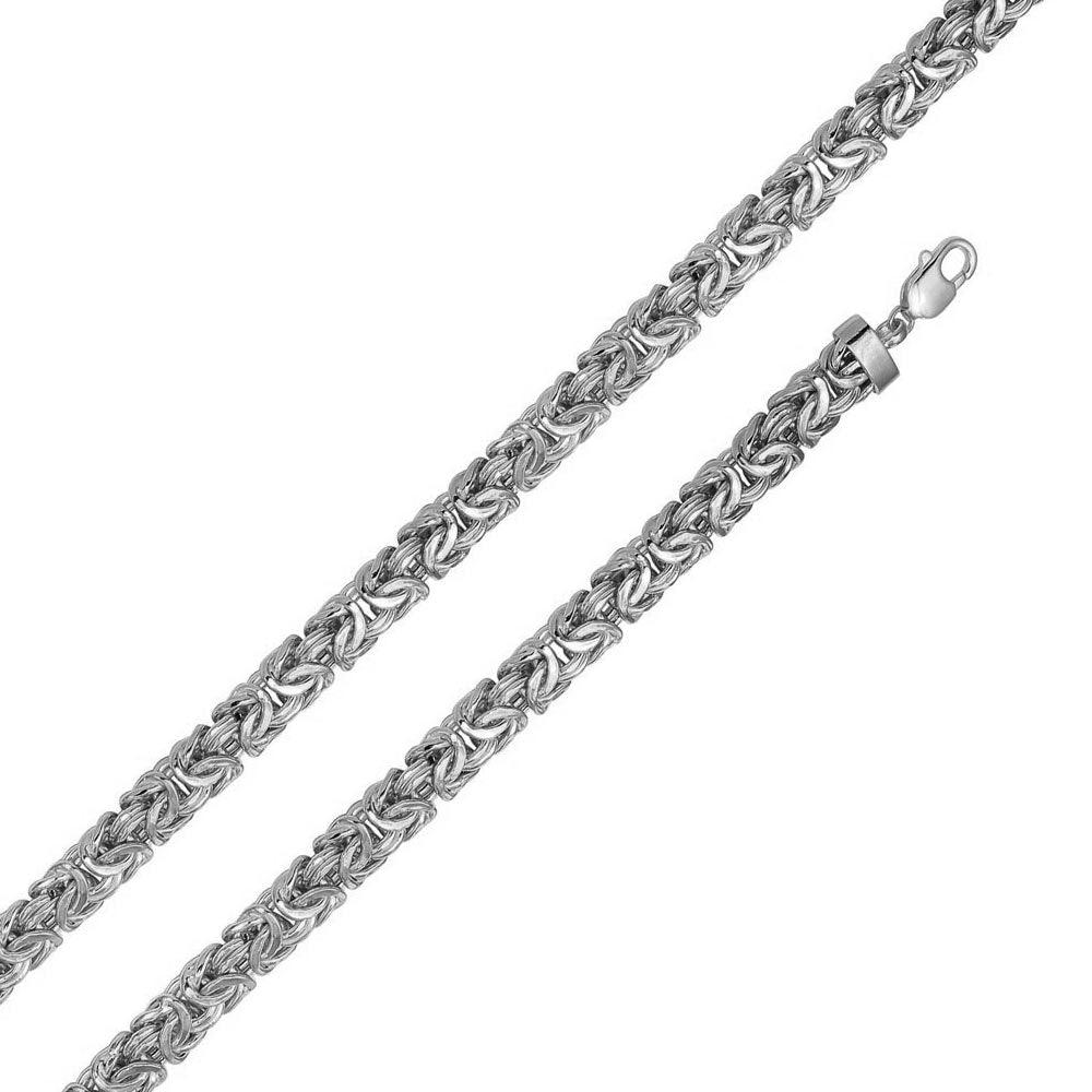 925 Sterling Silver Anti Tarnish Flat Byzantine 11.1mm Chain and Bracelet - CHHW131