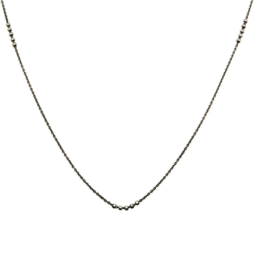 Black Rhodium Plated 925 Sterling Silver DC Beaded Necklace - CHN00002BLK