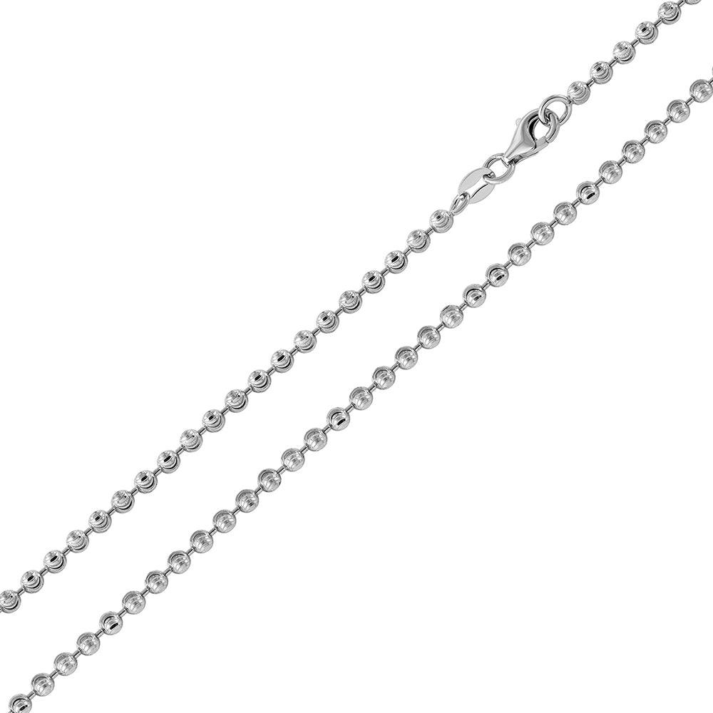 Rhodium Plated Wave Design DC Bead 002 Chains - CH101 RH