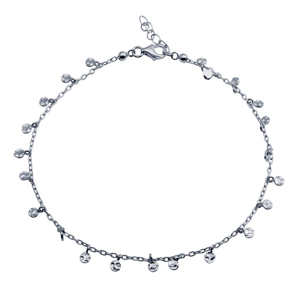 Rhodium Plated 925 Sterling Silver Confetti Anklet - DIA00001RH