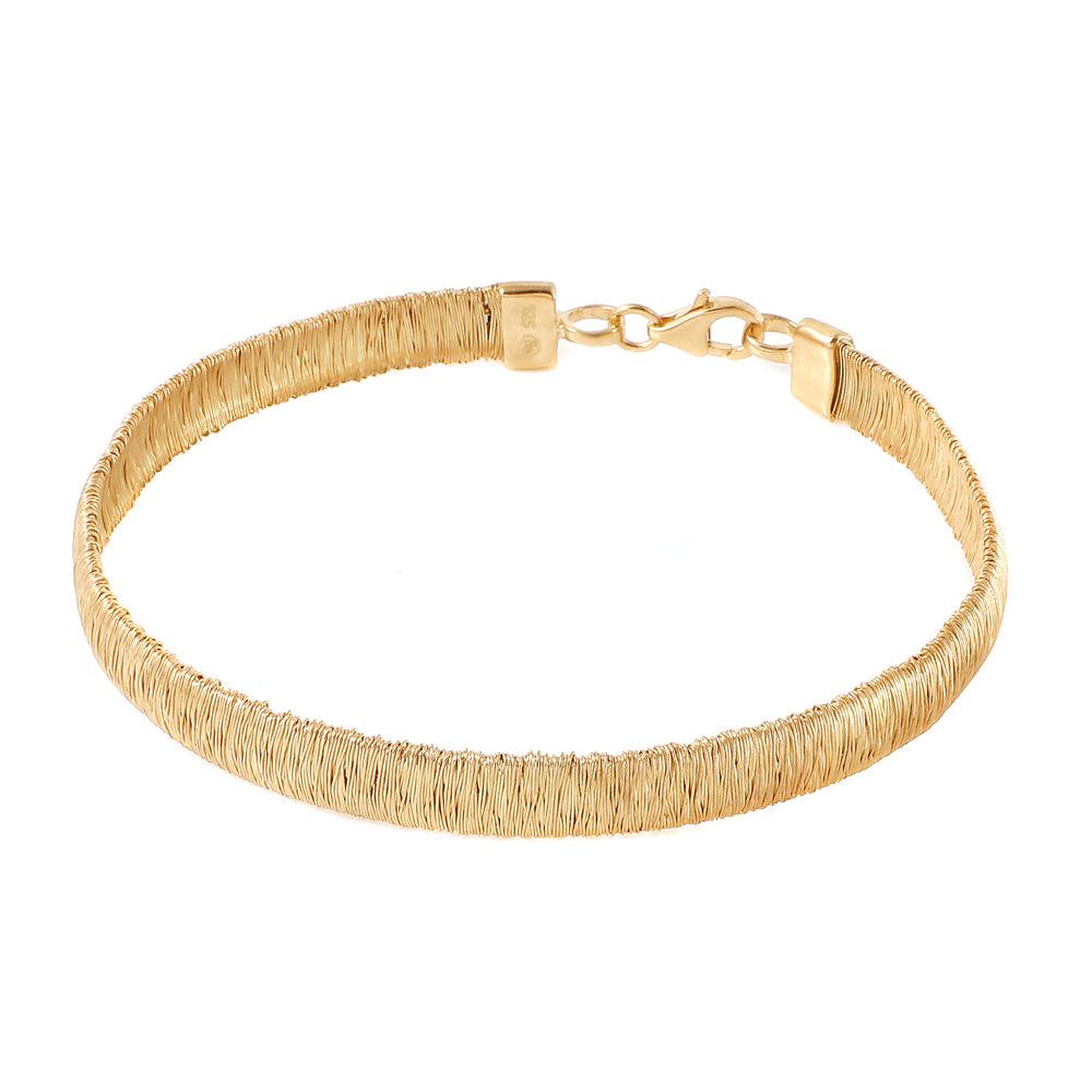 Silver 925 Gold Plated Wheat Thin Italian Bracelet - DIB00001GP