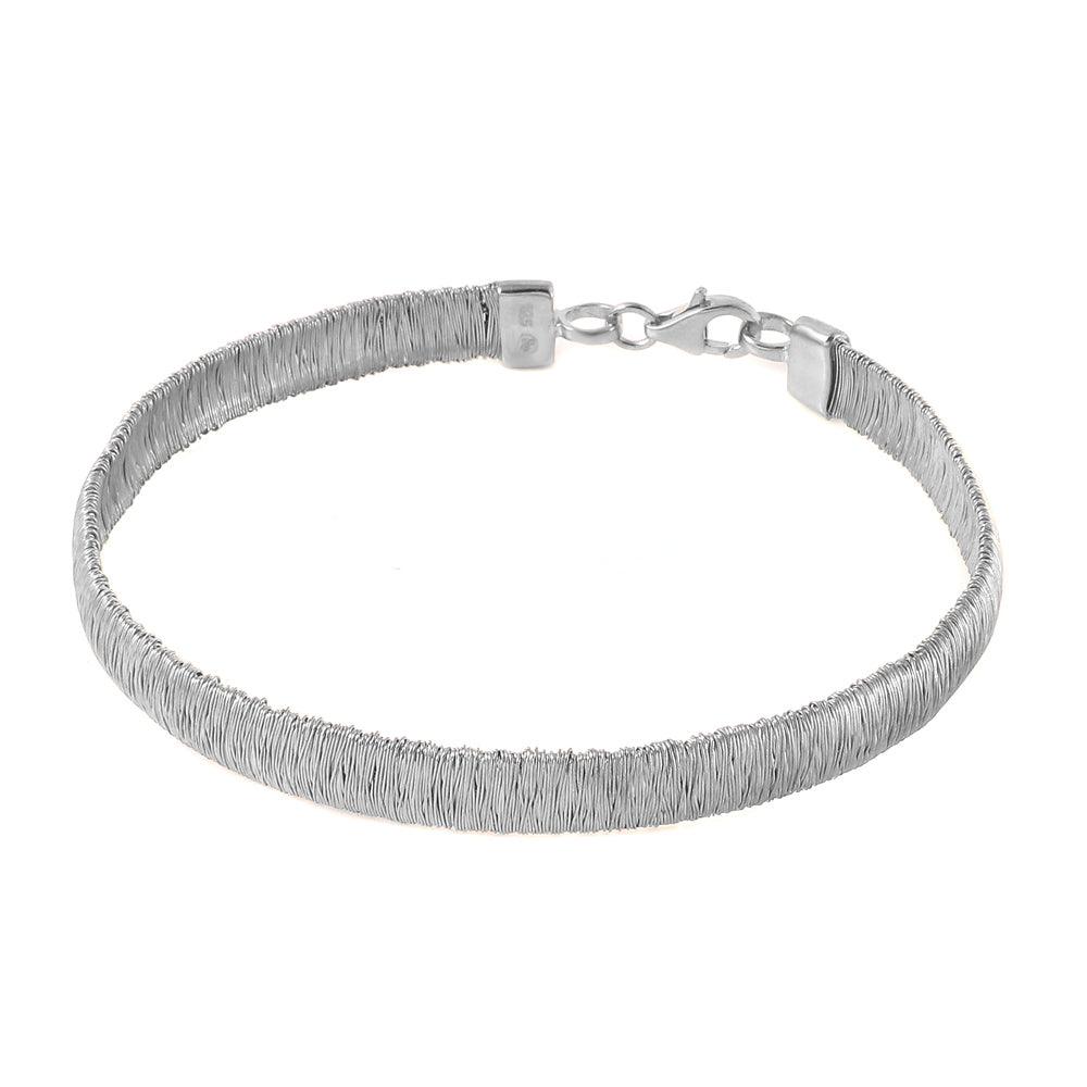 Silver 925 Rhodium Plated Wheat Thin Italian Bracelet - DIB00001RH