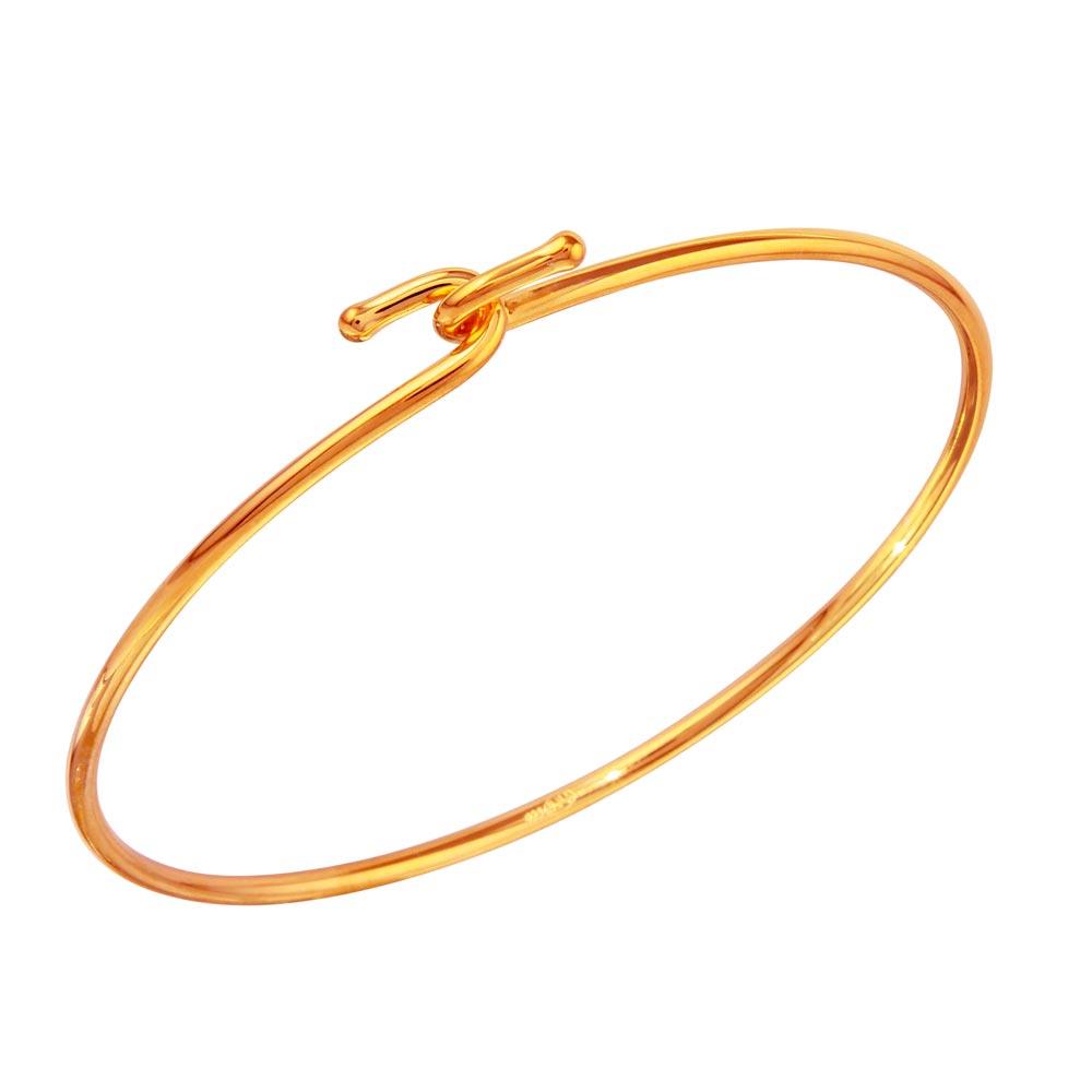 Rose Gold Plated 925 Sterling Silver Hook Bangle - DIB00004RGP