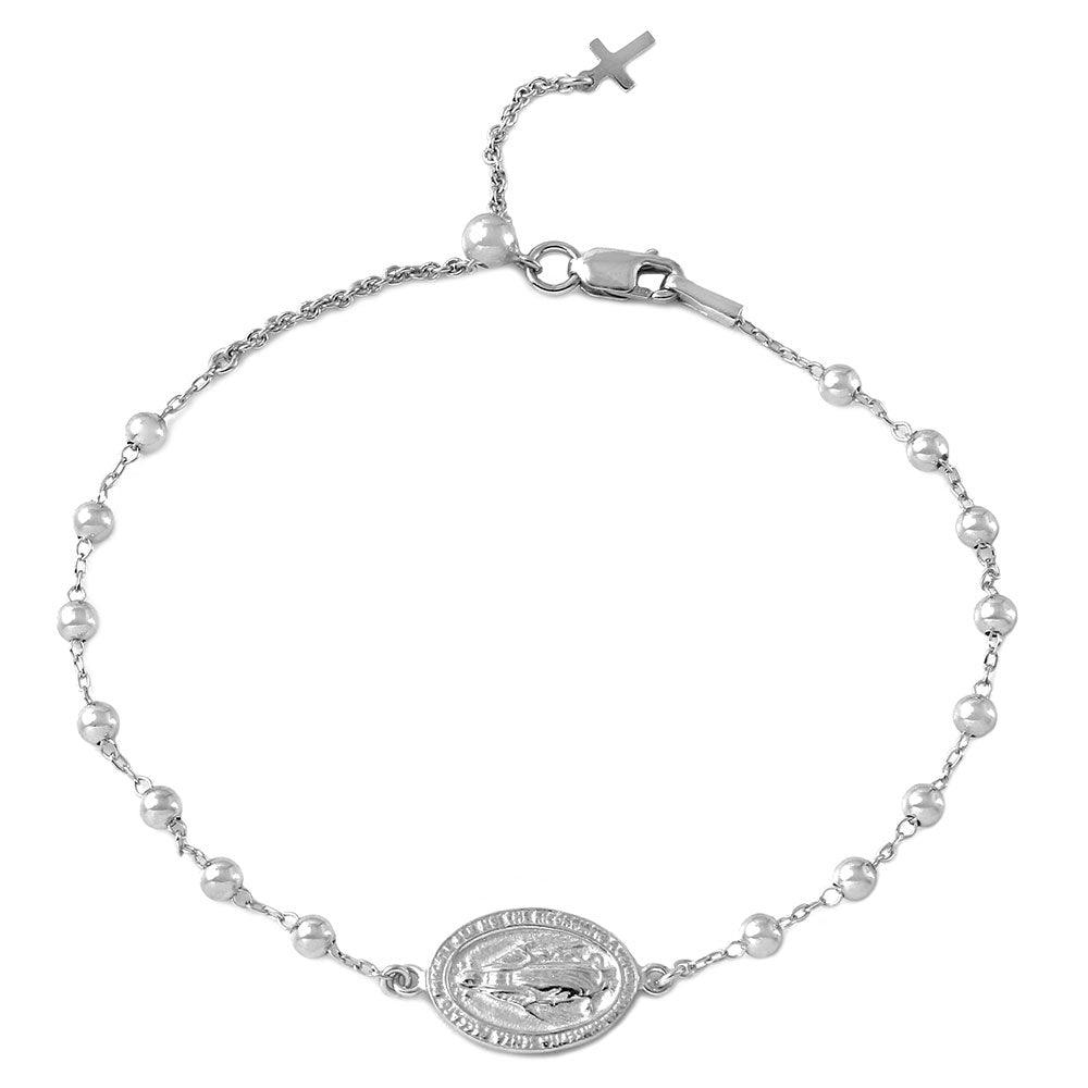 Silver 925 Rhodium Plated Rosary Bracelet - DIB00009RH