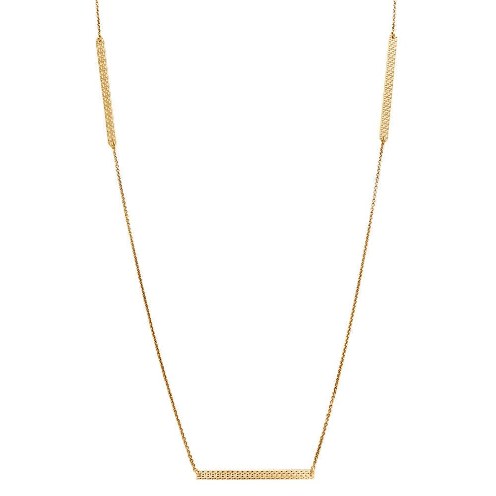 Gold Plated 925 Sterling Silver Diamond Cut Bars Necklace - DIN00019GP