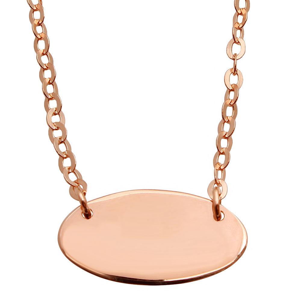 Rose Gold Plated 925 Sterling Silver Small Oval Disc Necklace - DIN00031RGP