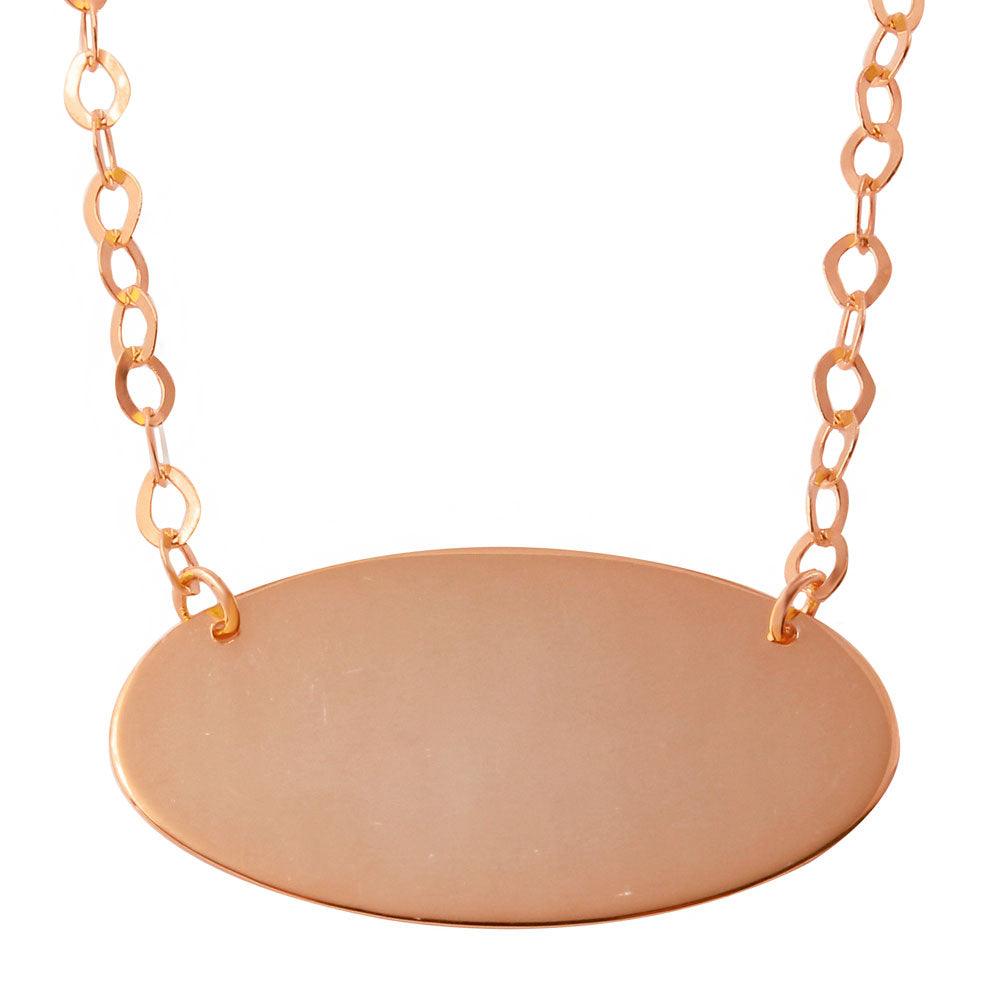 Rose Gold Plated 925 Sterling Silver Large Oval Disc Necklace - DIN00033RGP