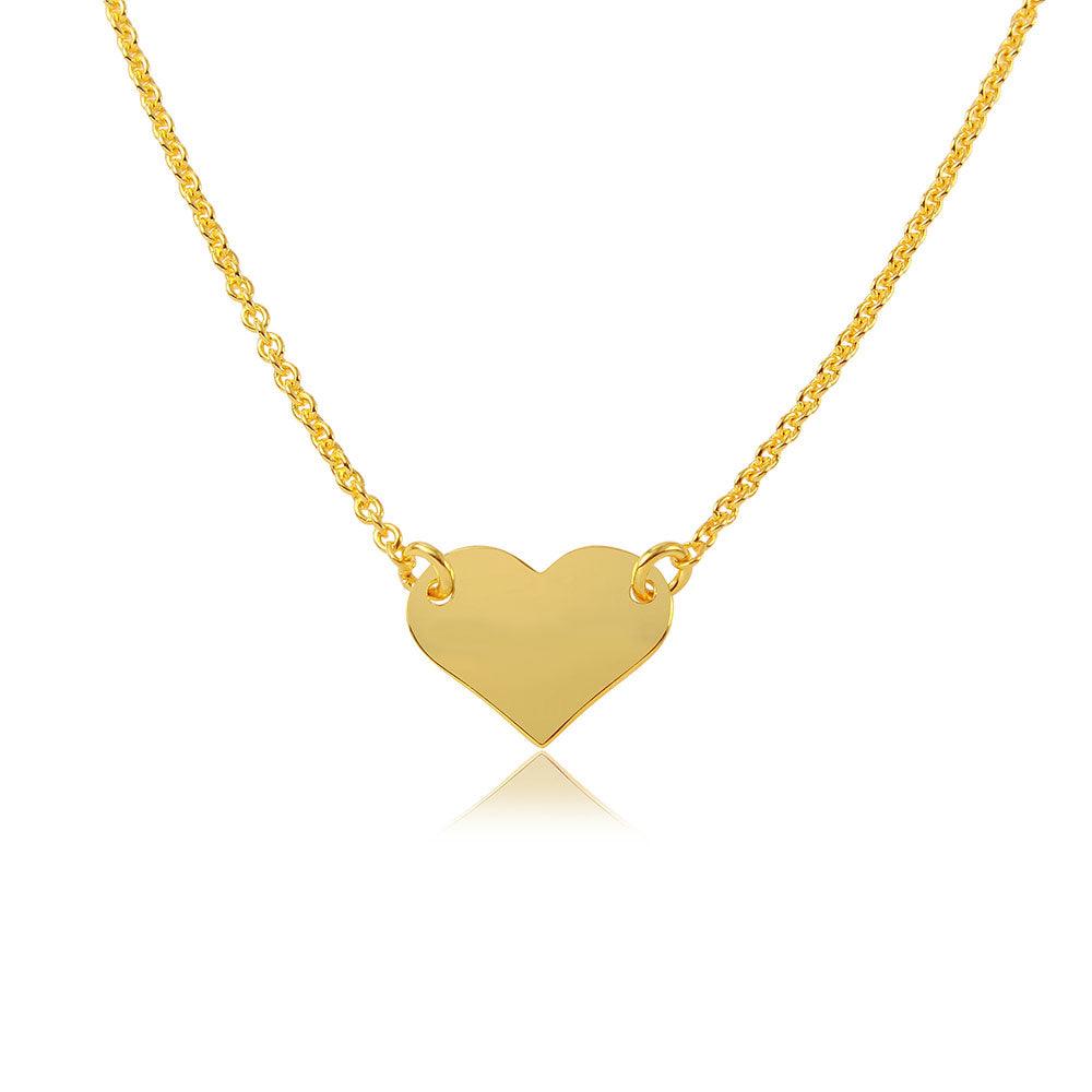 Silver 925 Gold Plated High Polished Heart Necklace - DIN00044GP