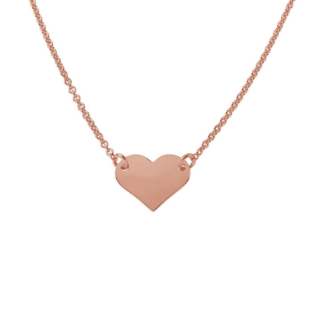 Rose Gold Plated 925 Sterling Silver High Polished Heart Necklace - DIN00044RGP