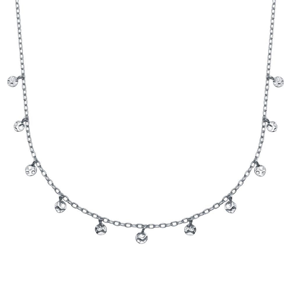 Rhodium Plated 925 Sterling Silver Confetti Choker Necklace - DIN00092