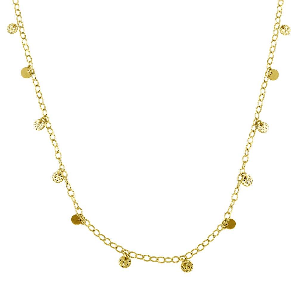 Gold Plated 925 Sterling Silver Confetti Disc Necklace - DIN00097GP