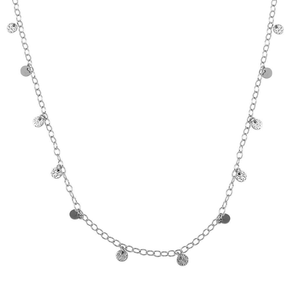 Rhodium Plated 925 Sterling Silver Confetti Disc Necklace - DIN00097RH