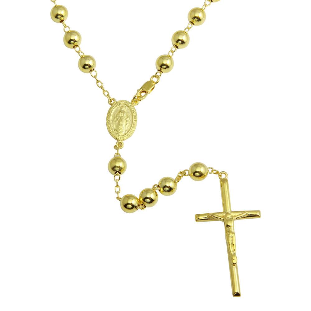 Gold Plated 925 Sterling Silver Beaded Rosary - DIN00103GP