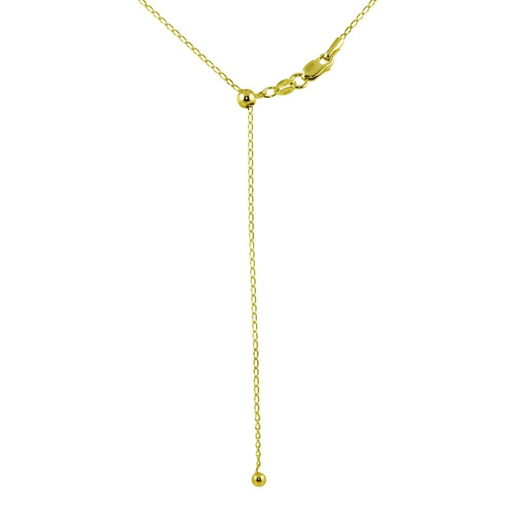 Gold Plated 925 Sterling Silver Adjustable Link Slider Chain with Hanging Bead - DIN00109GP