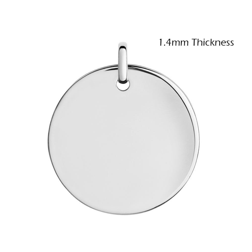 High Polished 925 Sterling Silver Heavy Disc Engravable with Bail - DISC01