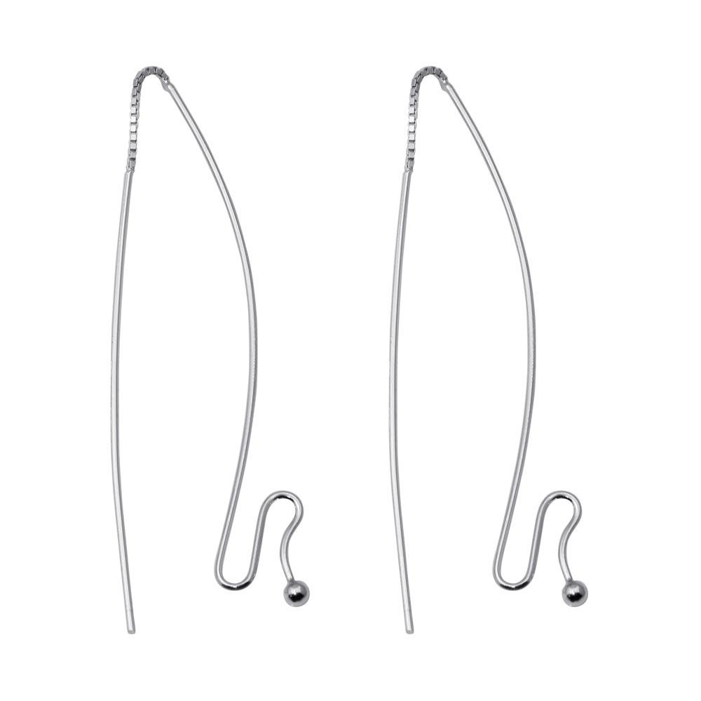 Silver 925 Rhodium Plated Dangling Wire Hanging Ball Hook Earrings - DSE00053