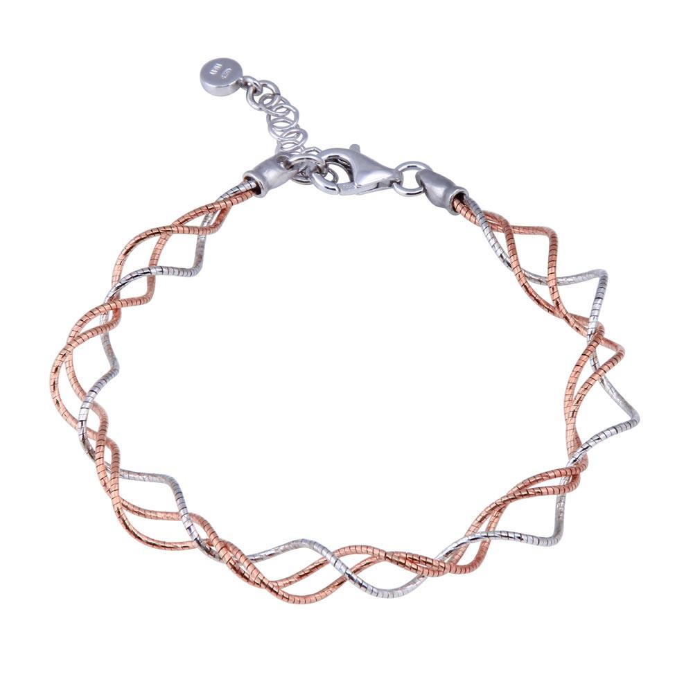 Rose Gold Plated 925 Sterling Silver Twisted Adjustable Bracelet - ECB00017R