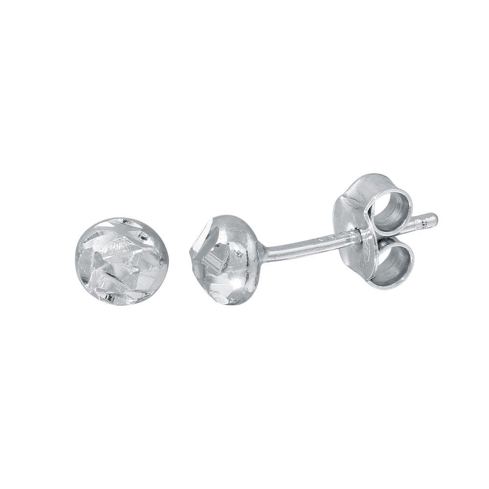 Rhodium Plated 925 Sterling Silver DC Bead Stud Earrings - ECE00059RH