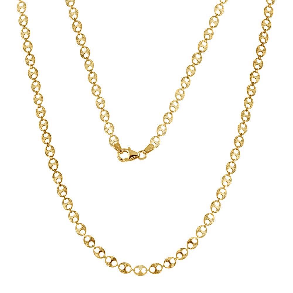 Gold Plated 925 Sterling Silver Double Hole Link Necklace - ECN00039GP