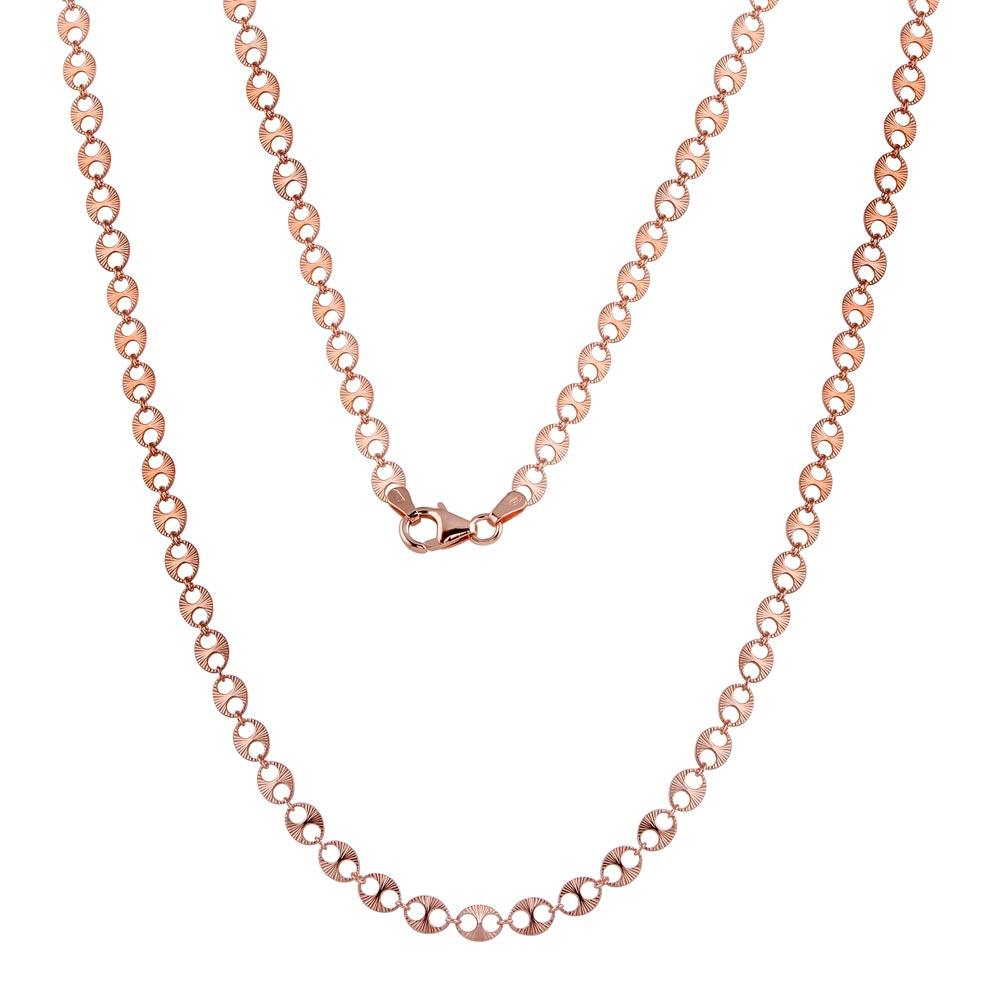 Rose Gold Plated 925 Sterling Silver Double Hole Link Necklace - ECN00039RGP