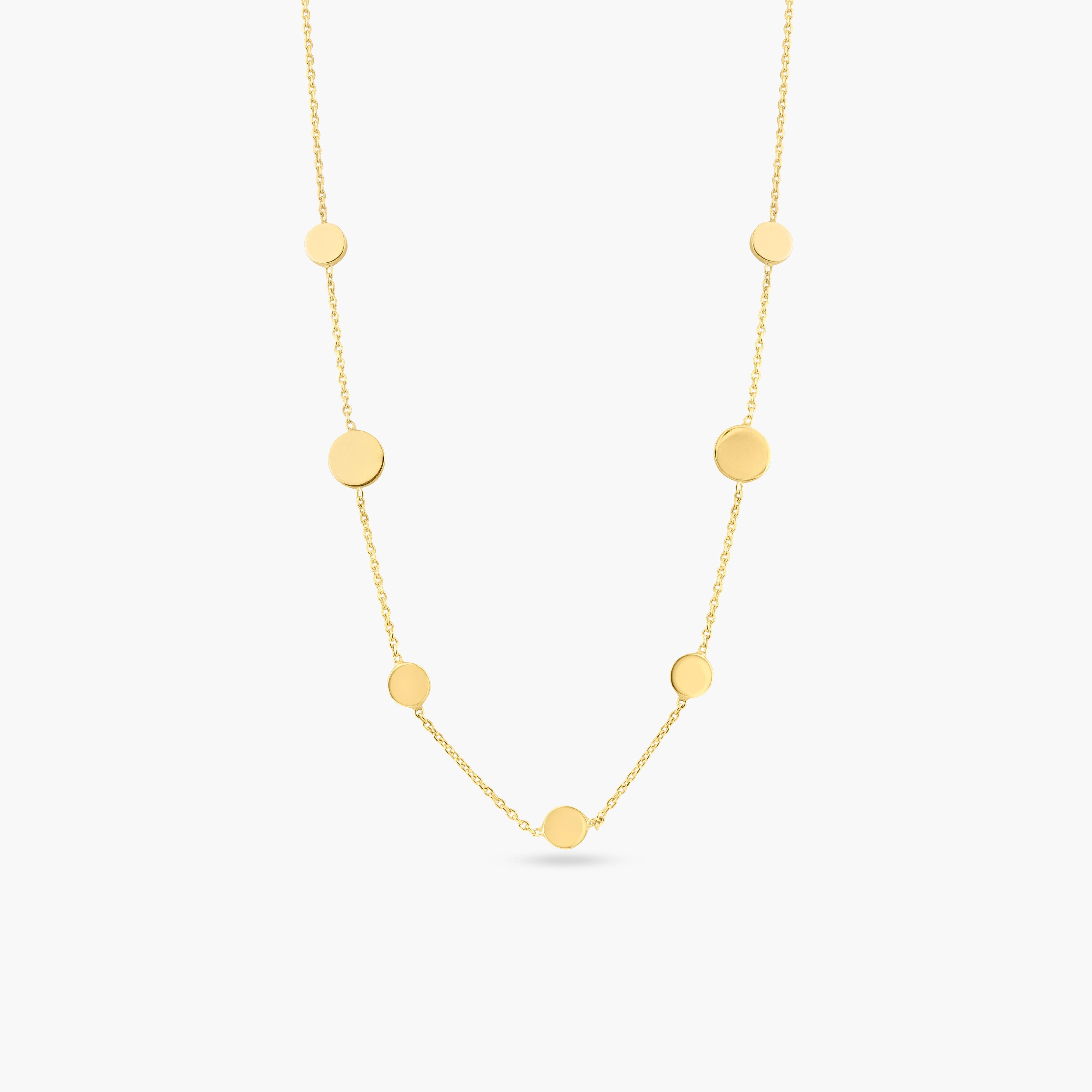 Gold Plated 925 Sterling Silver Disc Chain Necklace - ECN00067GP