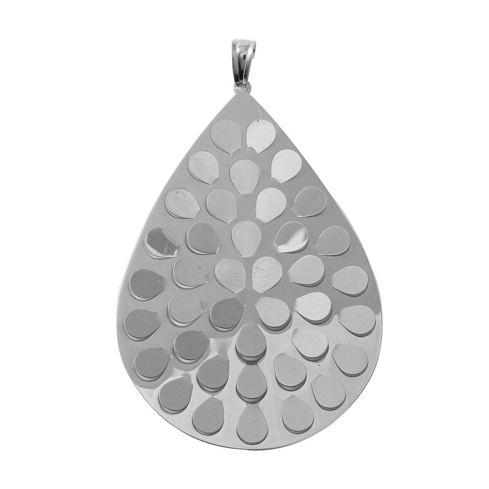 Silver 925 Rhodium Plated Flat Drop Necklace - ECP00002RH