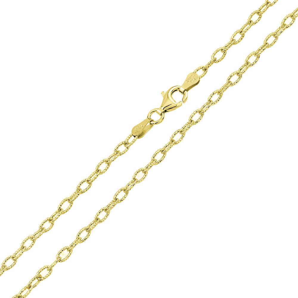 925 Sterling Silver Gold Plated Wire Oval Loop Chain 2.8mm - CH326 GP