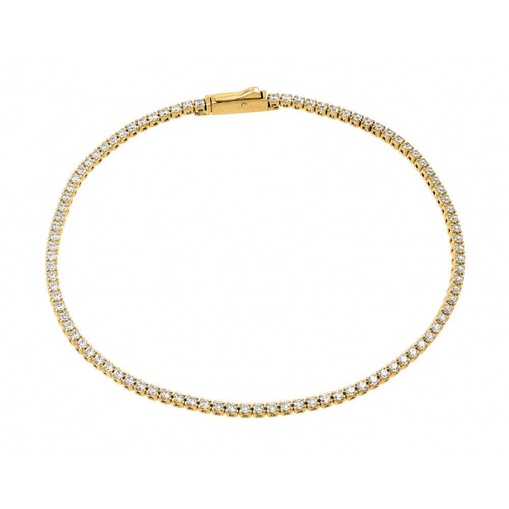 Silver 925 Gold Plated Multiple 1.7mm Circle Clear Tennis Micro Pave CZ Bracelet - GMB00009GP