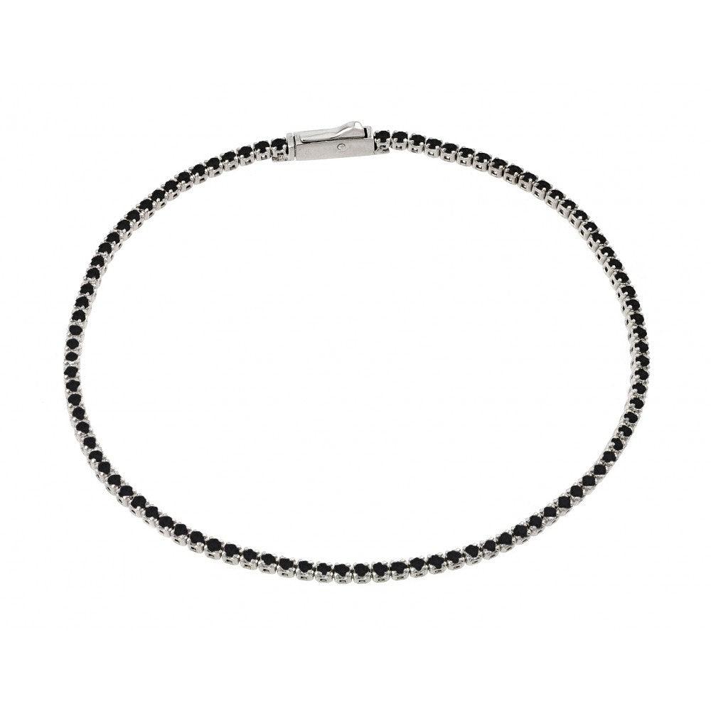 Silver 925 Rhodium Plated Multiple 1.7mm Circle Black Tennis Micro Pave CZ Bracelet - GMB00009RH-BLK