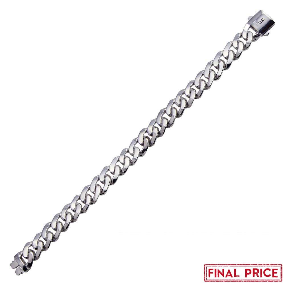 Rhodium Plated 925 Sterling Silver Miami Cuban Hollow Link Bracelet 11.2mm - GMB00083