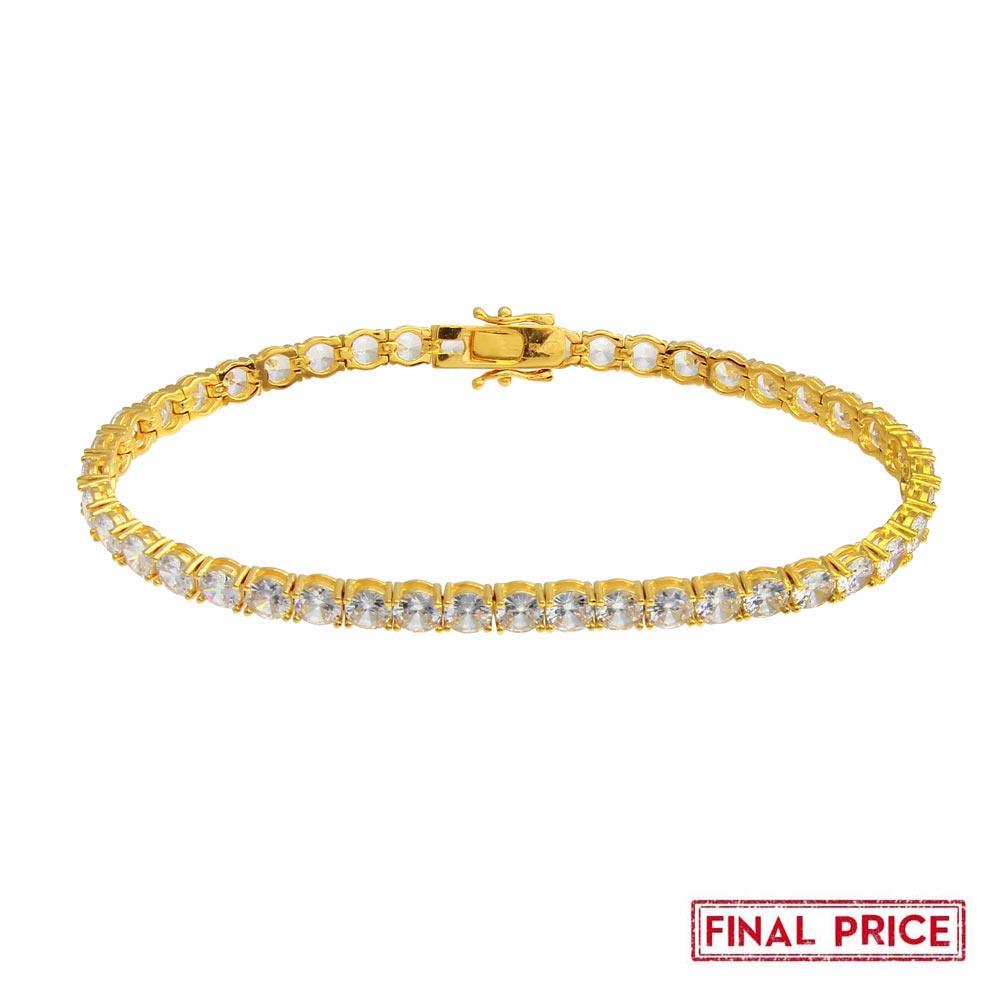 Gold Plated 925 Sterling Silver Round CZ Tennis Bracelet 5mm - GMB00087GP