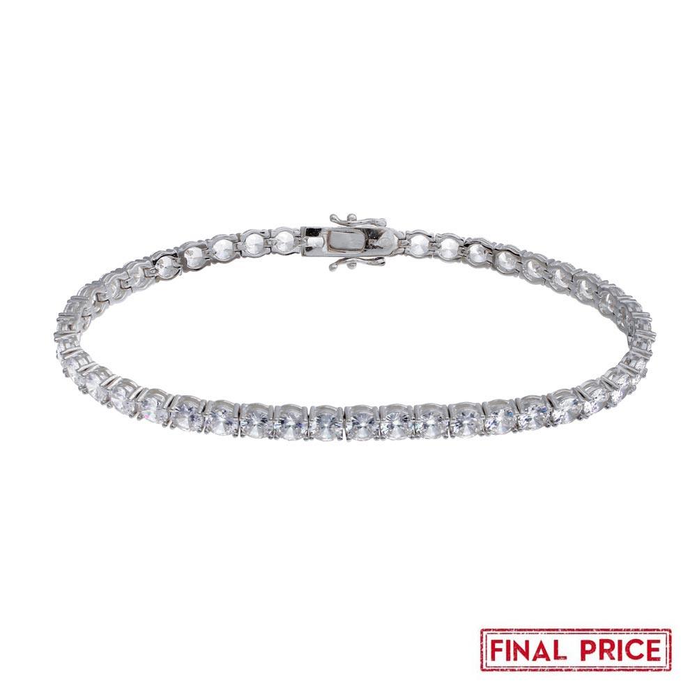 Rhodium Plated 925 Sterling Silver Round CZ Tennis Bracelet 5mm - GMB00087