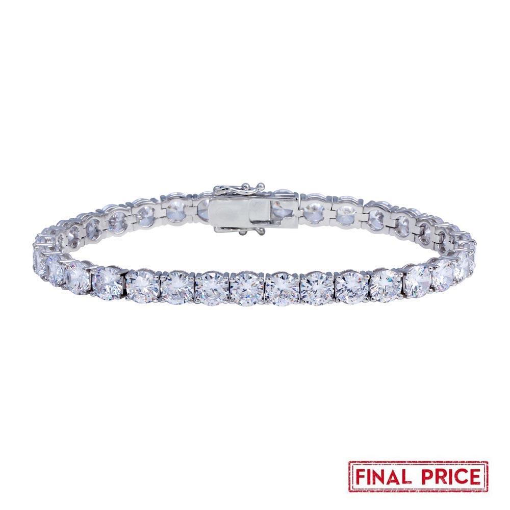 Rhodium Plated 925 Sterling Silver Round CZ Tennis Bracelet 6mm - GMB00088