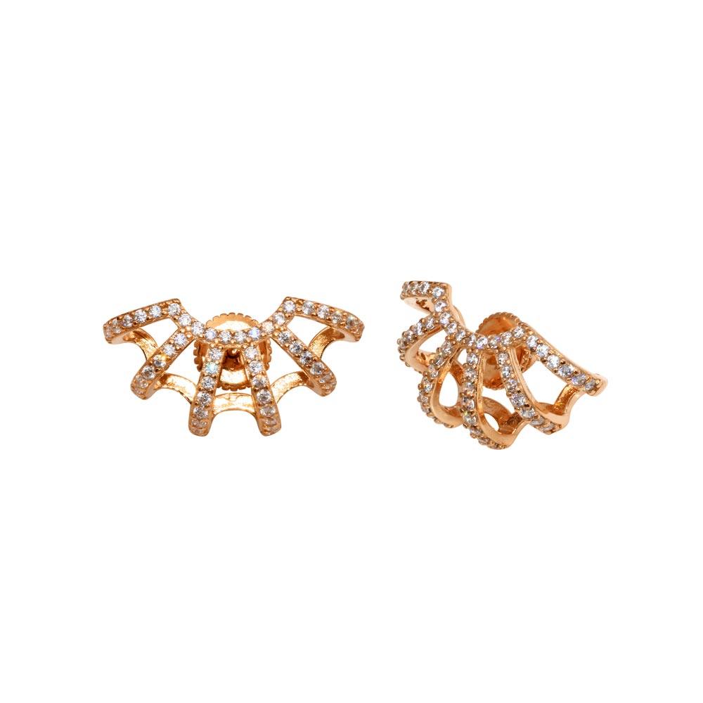 Rose Gold Plated 925 Sterling Silver Web CZ Earring - GME00000RGP