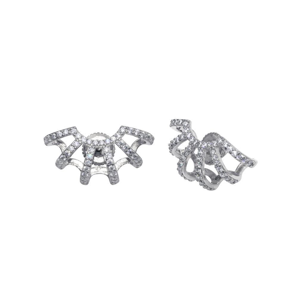 Rhodium Plated 925 Sterling Silver Web CZ Earring - GME00000RH