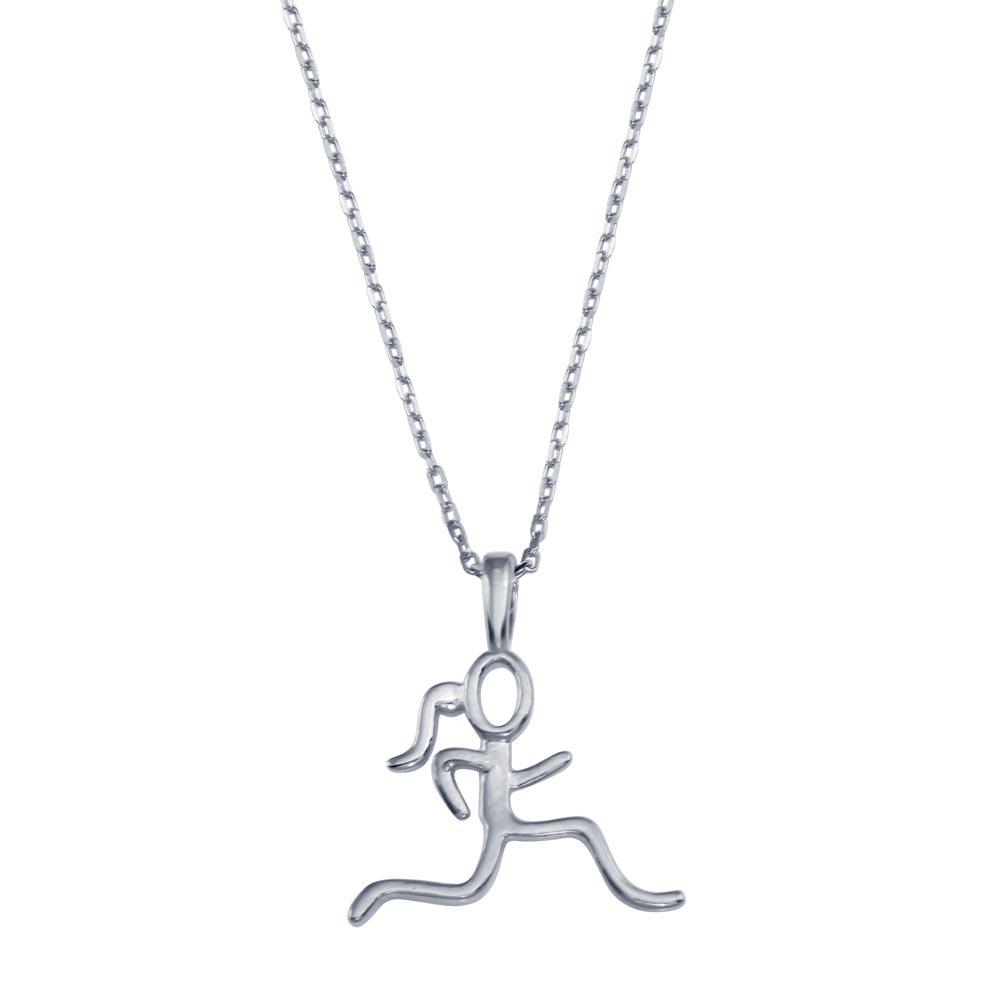 Rhodium Plated 925 Sterling Silver Runner Necklace - GMN00186RH