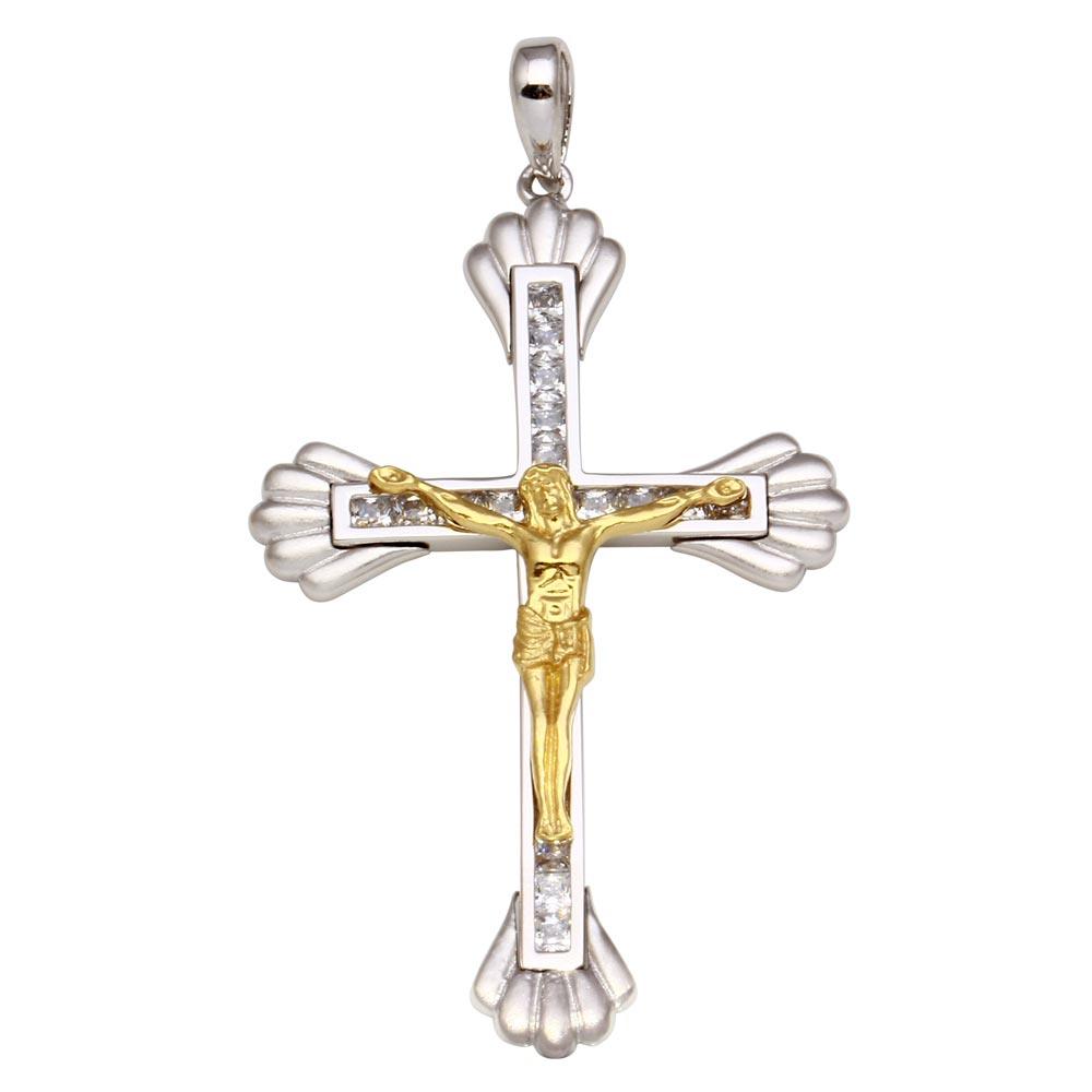 Two-Tone 925 Sterling Silver Crucifix Pendant **Pendant Only** - GMP00020RG