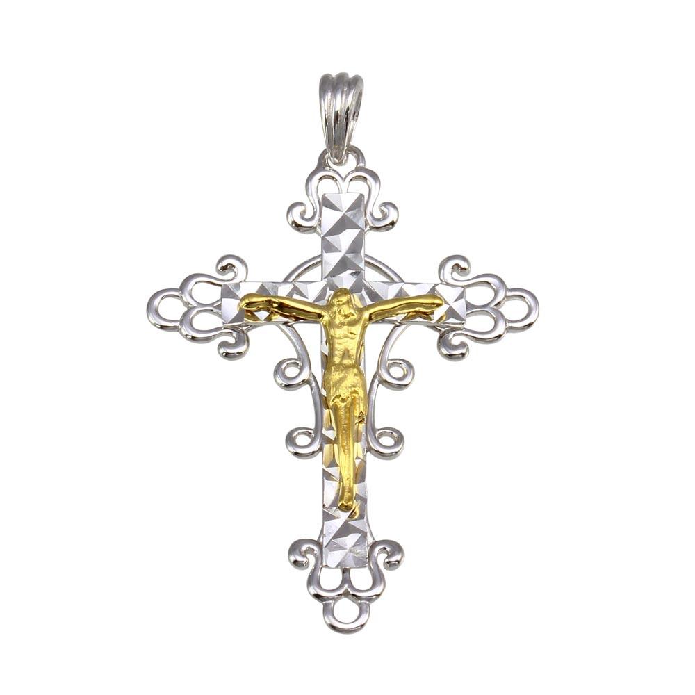 Two-Tone 925 Sterling Silver Plated DC Cross Pendant - GMP00031RG