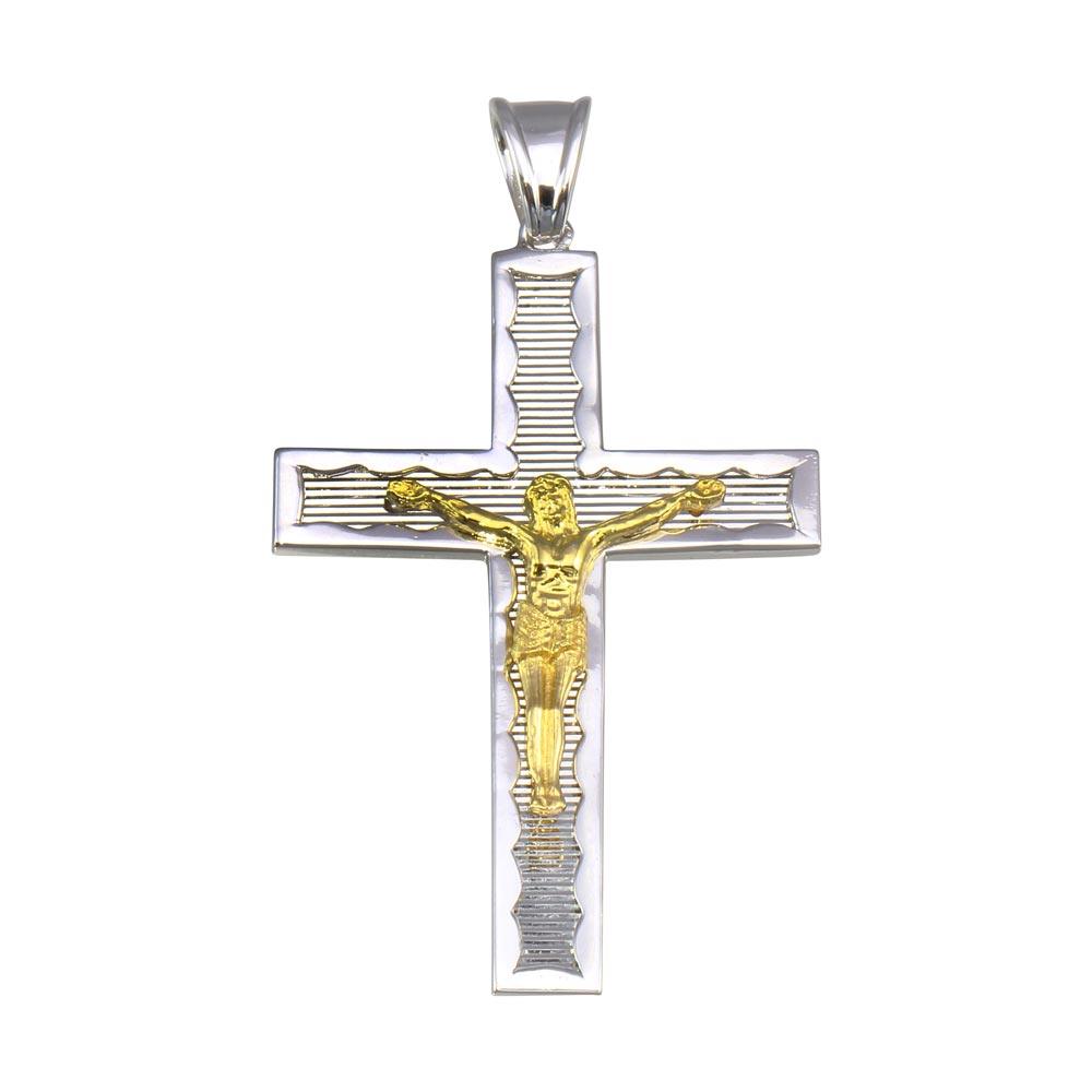 Two-Tone 925 Sterling Silver Plated DC Cross Pendant - GMP00032RG