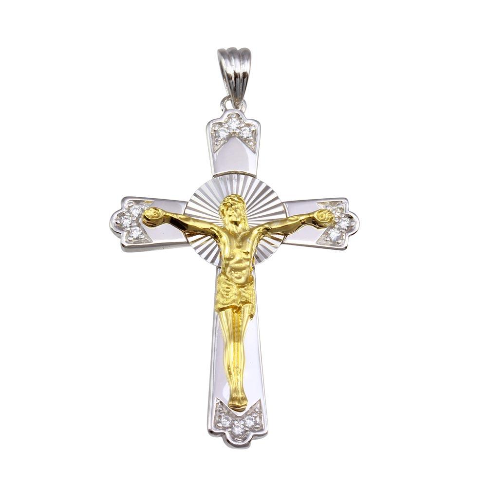 Two-Tone 925 Sterling Silver Plated DC Cross Pendant - GMP00033RG