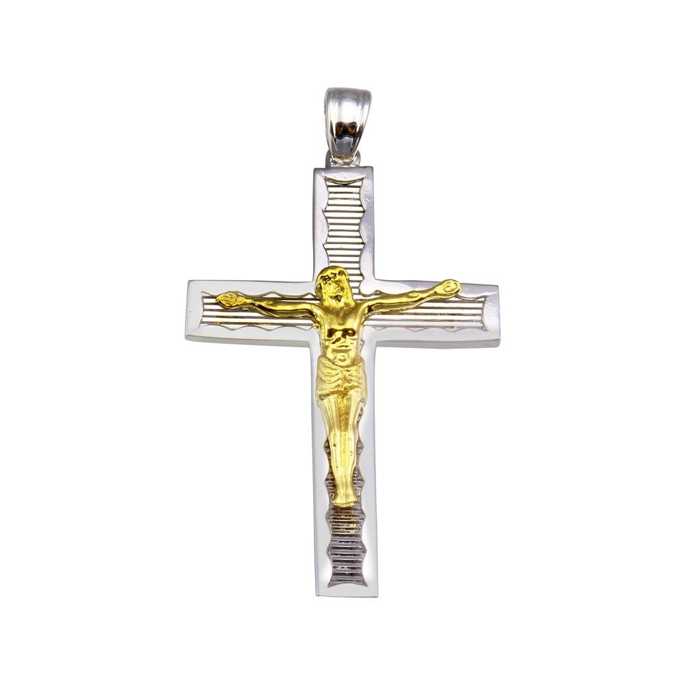 Two-Tone 925 Sterling Silver Plated DC Cross Pendant - GMP00034RG