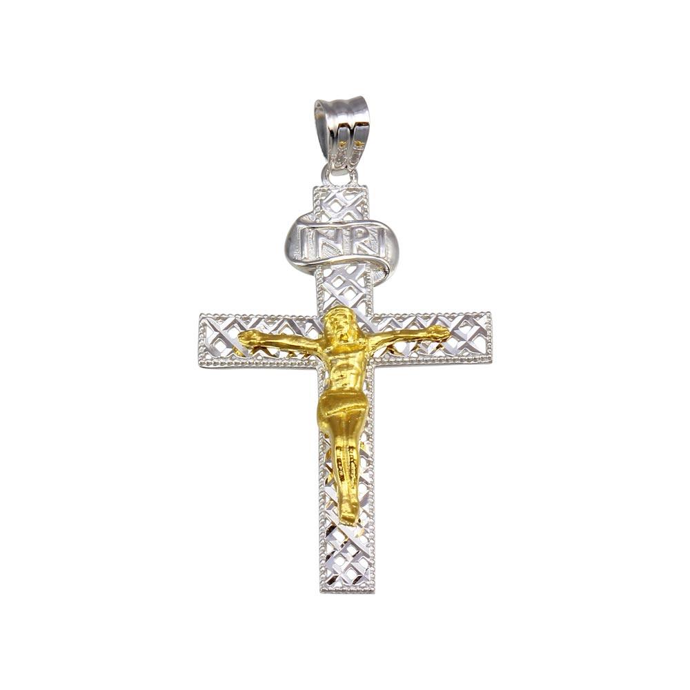 Two-Tone 925 Sterling Silver Plated DC Cross Pendant - GMP00041RG