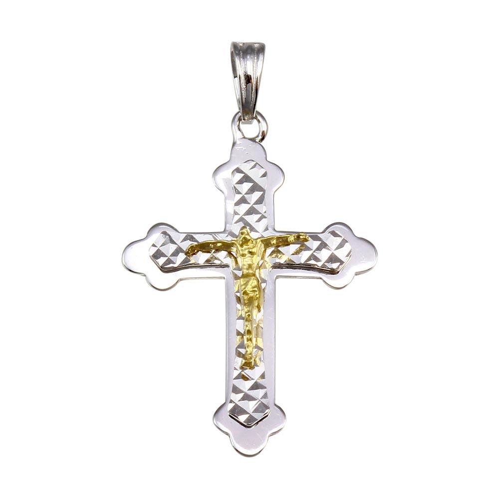 Two-Tone 925 Sterling Silver Plated DC Cross Pendant - GMP00042RG