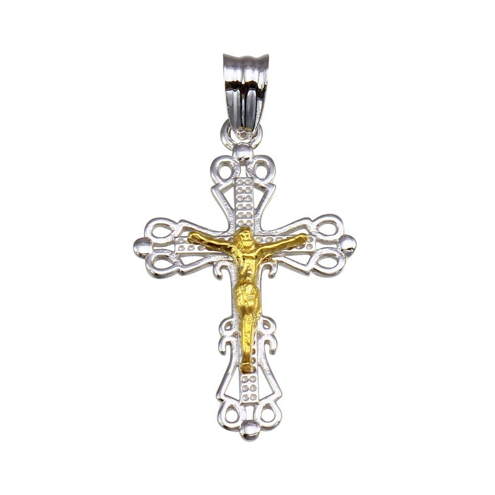 Two-Tone 925 Sterling Silver Plated DC Cross Pendant - GMP00043RG